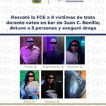 Rescató la FGE a 8 víctimas de trata durante cateo en bar de Juan C. Bonilla; detuvo a 5 personas y aseguró droga